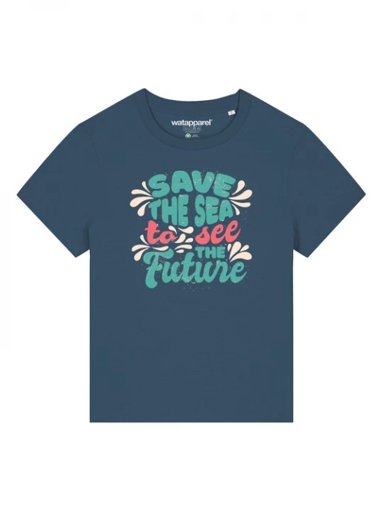 Foto van product Watapparel Shirt 'Save the sea' petrol / gemengde kleuren