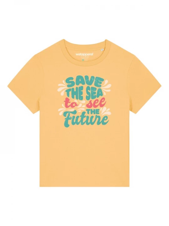 Foto van product Watapparel Shirt ' Save the sea ' turquoise / lichtgeel / rood / wit