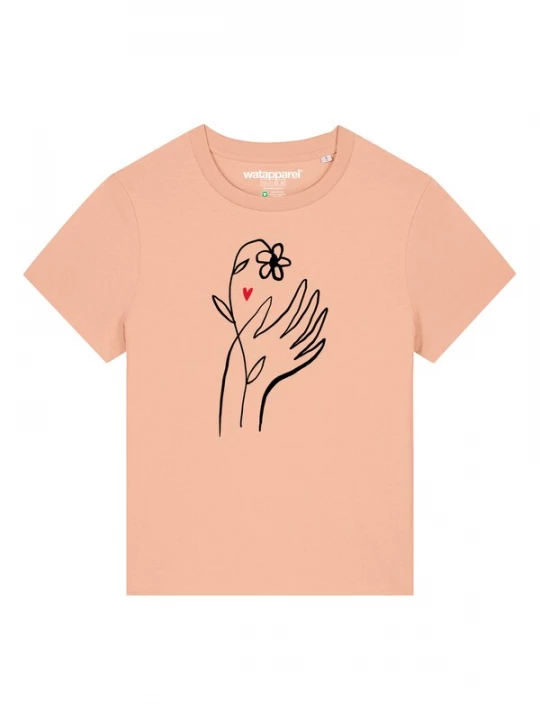 Foto van product Watapparel Shirt 'Self Love' abrikoos / rood / zwart