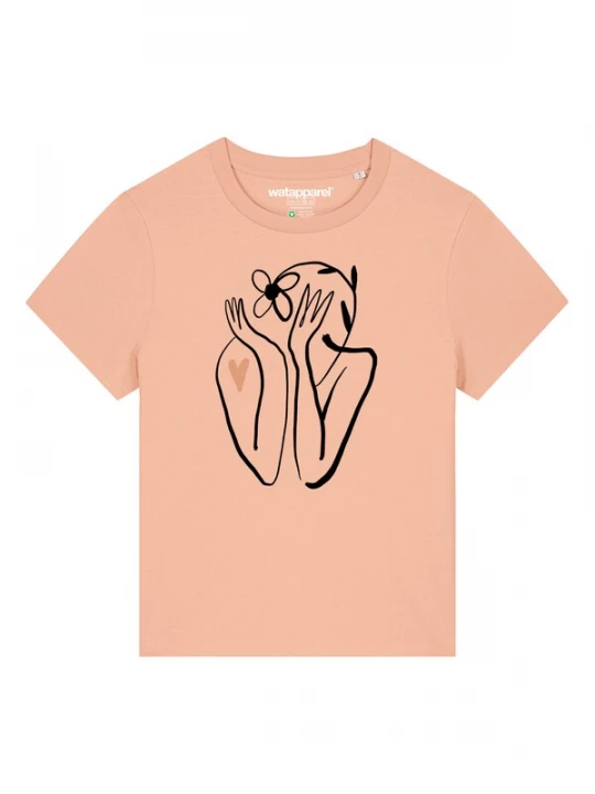 Foto van product Watapparel Shirt 'Self love' abrikoos / zwart