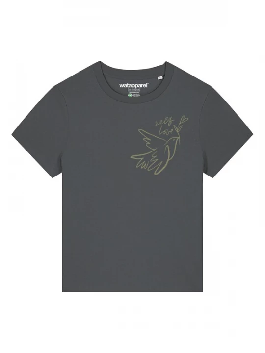 Foto van product Watapparel Shirt 'Self love' antraciet / groen