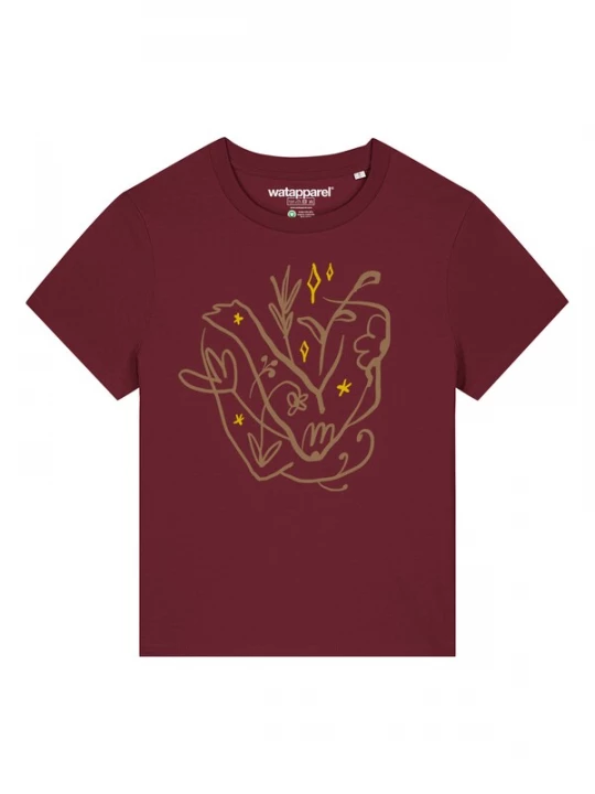 Foto van product Watapparel Shirt 'Self love' camel / geel / bordeaux