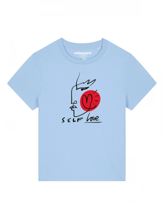 Foto van product Watapparel Shirt 'Self Love' lichtblauw / rood / zwart