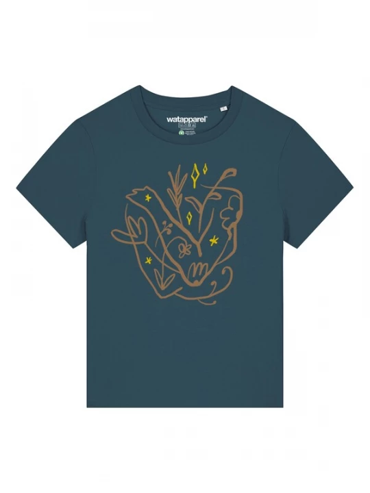 Foto van product Watapparel Shirt 'Self Love' lichtbruin / geel / petrol
