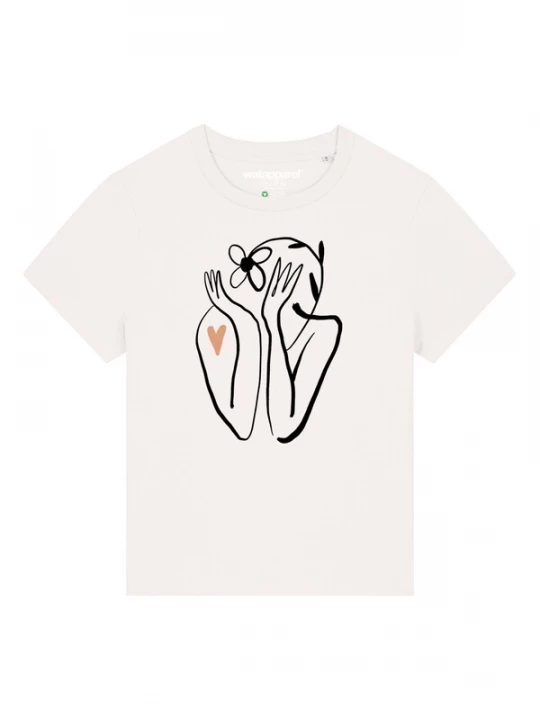 Foto van product Watapparel Shirt 'Self Love' mandarijn / zwart / wit