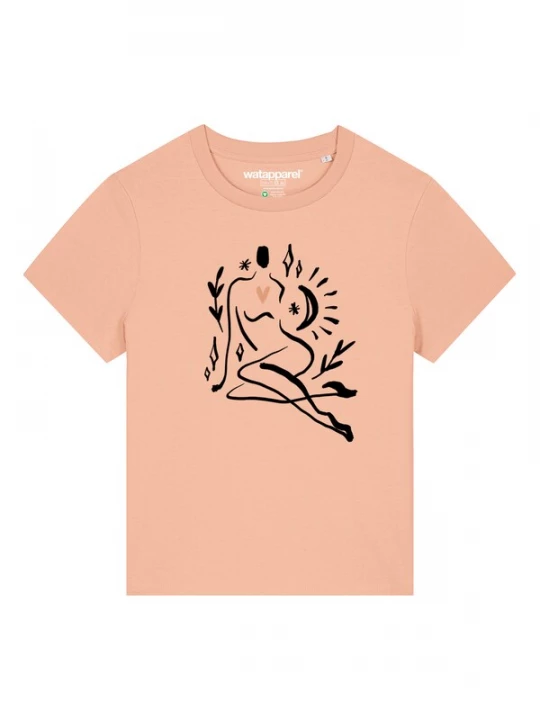 Foto van product Watapparel Shirt 'Self Love' sand / abrikoos / zwart