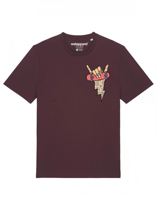Foto van product Watapparel Shirt 'Skateboard' beige / lichtblauw / grenadine / donkerrood