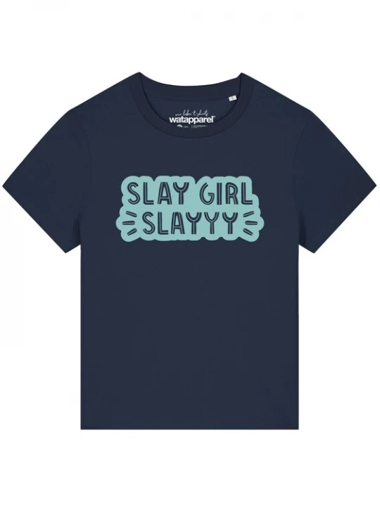 Foto van product Watapparel Shirt 'Slay girl' navy / turquoise