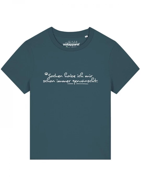 Foto van product Watapparel Shirt 'Socken Habe Ich Mir Schon Immer Gewünscht' cyaan blauw / wit