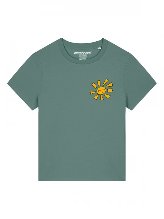 Foto van product Watapparel Shirt 'Sonne, Sommer, Sonnenschein' geel / jade groen