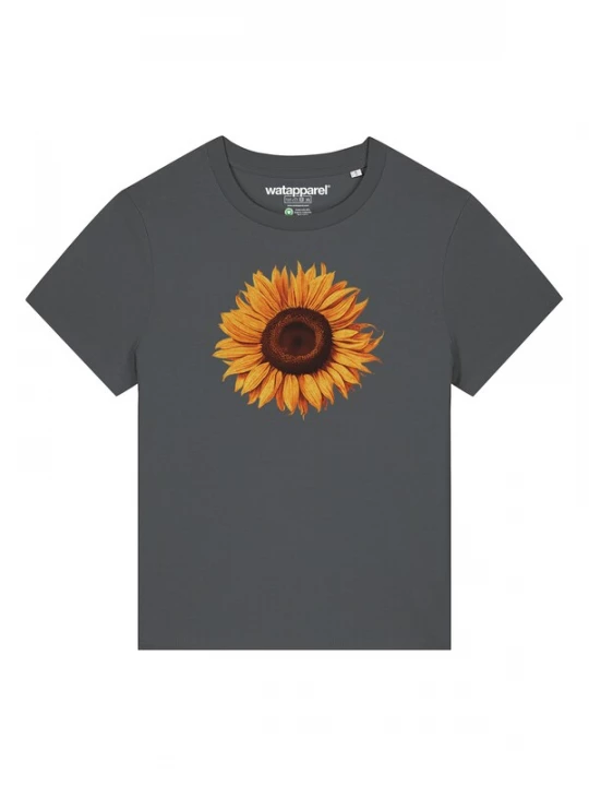 Foto van product Watapparel Shirt 'Sonnenblume' donkerbruin / geel / antraciet