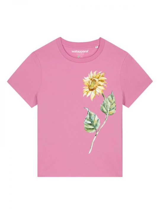 Foto van product Watapparel Shirt ' Sonnenblume ' geel / groen / rosa