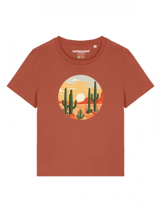Foto van product Watapparel Shirt 'Sonnenuntergang In Der Wüste' donkergroen / oranje / roestrood / wit