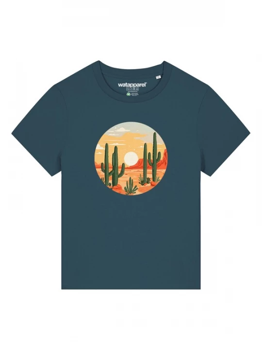Foto van product Watapparel Shirt 'Sonnenuntergang In Der Wüste' groen / petrol / abrikoos / kreeft