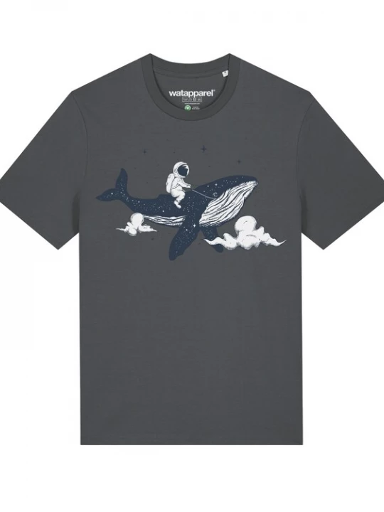 Foto van product Watapparel Shirt ' Spacewhale ' antraciet / gemengde kleuren