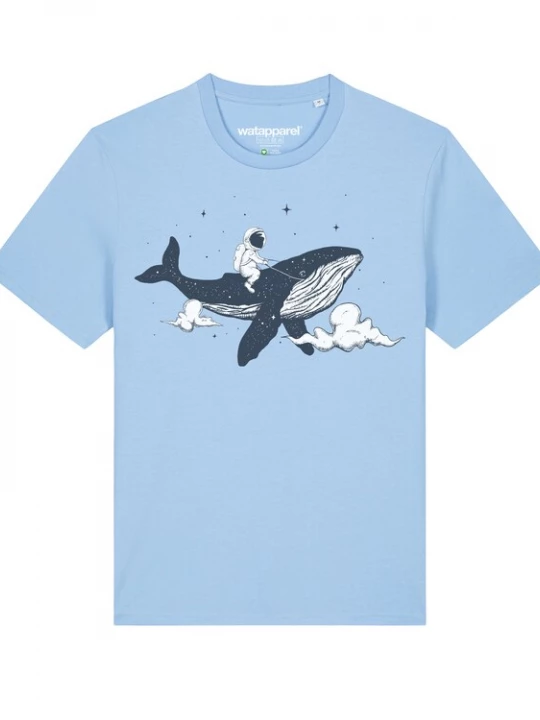 Foto van product Watapparel Shirt ' Spacewhale ' lichtblauw / gemengde kleuren