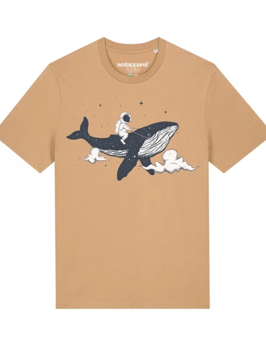 Foto van product Watapparel Shirt 'Spacewhale' sand / navy / wit