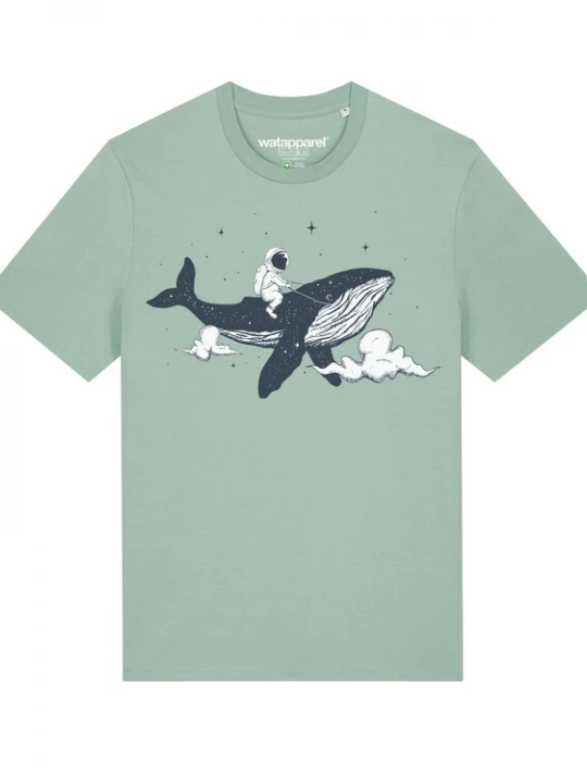 Foto van product Watapparel Shirt 'Spacewhale' turquoise / donkerblauw / zwart / wit