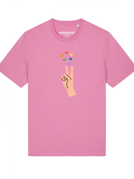 Foto van product Watapparel Shirt 'Spread Love' beige / geel / rosa / rood