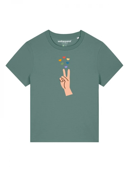 Foto van product Watapparel Shirt 'Spread Love' kaki / gemengde kleuren