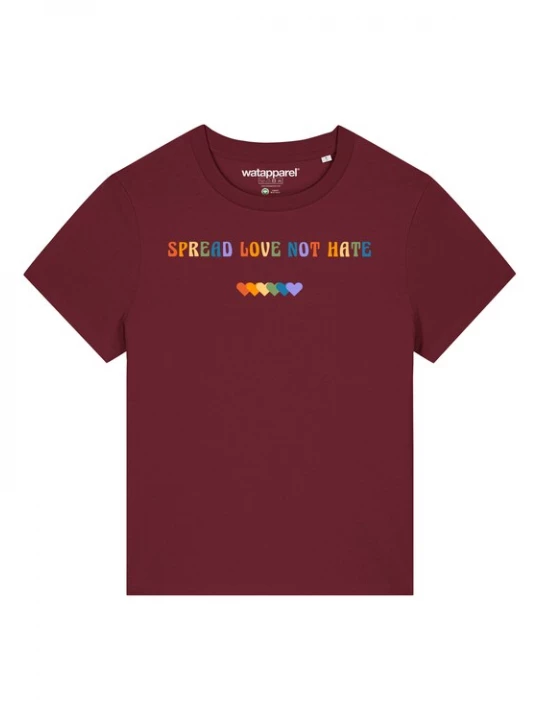 Foto van product Watapparel Shirt 'Spread Love not Hate' gemengde kleuren / bordeaux