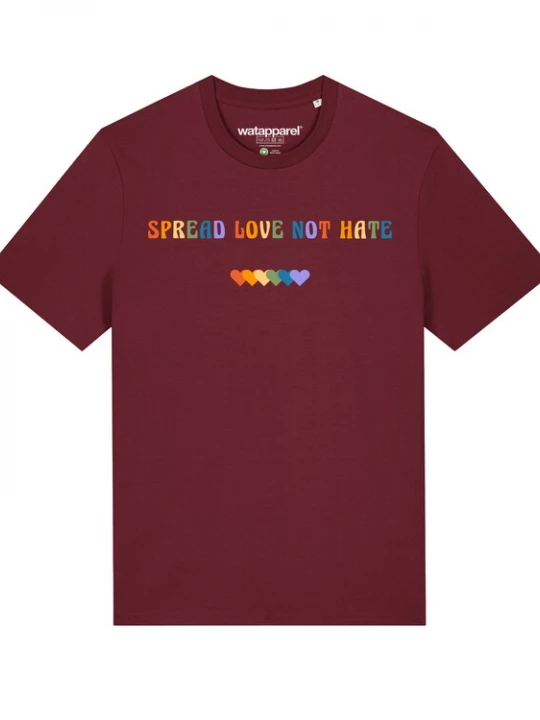 Foto van product Watapparel Shirt 'Spread Love not Hate' gemengde kleuren / bordeaux
