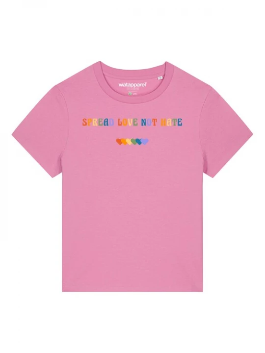 Foto van product Watapparel Shirt ' Spread Love not Hate ' gemengde kleuren / rosa