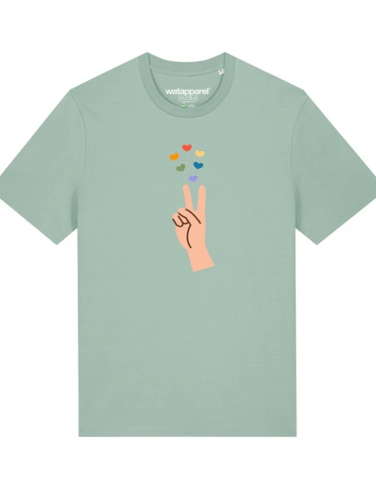 Foto van product Watapparel Shirt ' Spread Love ' turquoise / gemengde kleuren