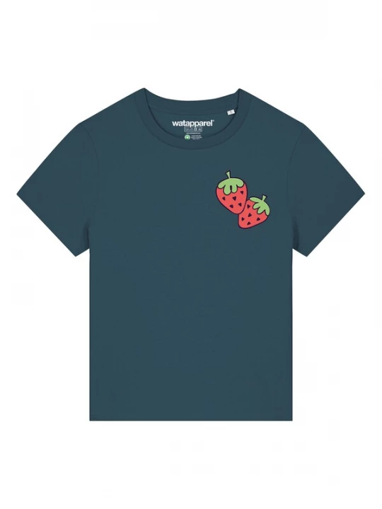 Foto van product Watapparel Shirt 'Strawberry' petrol / lichtgroen / rood