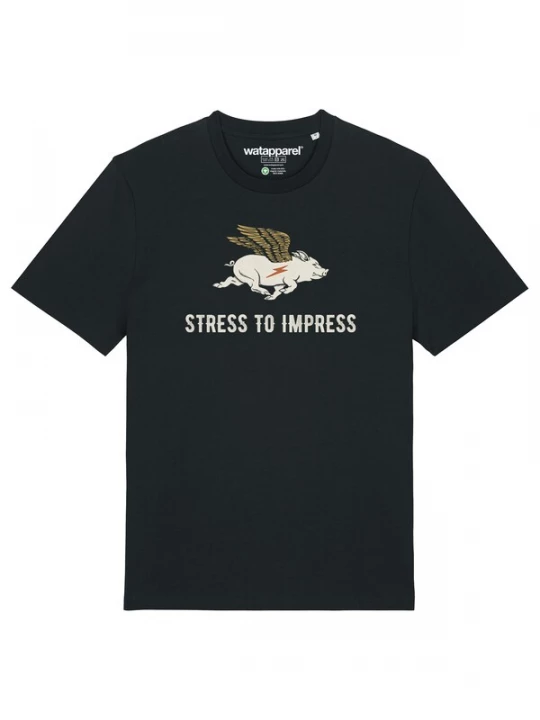 Foto van product Watapparel Shirt 'Stress To Impress' goudgeel / oranje / zwart / offwhite