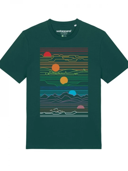 Foto van product Watapparel Shirt 'Sun And Moon' geel / donkergroen / lila / oranje / rood