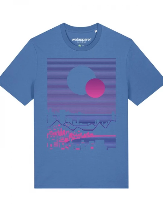 Foto van product Watapparel Shirt ' Sun and Moon Skyline ' lichtblauw / gemengde kleuren