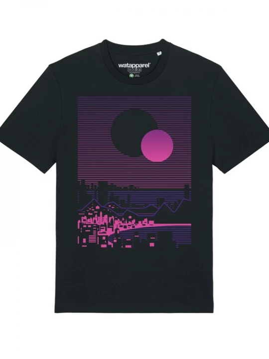 Foto van product Watapparel Shirt ' Sun and Moon Skyline ' lila / zwart