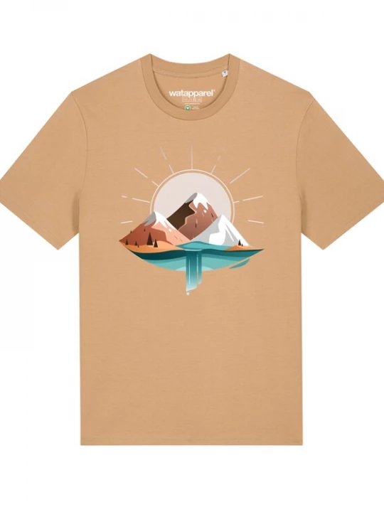 Foto van product Watapparel Shirt ' Sunrise & Lake ' beige / gemengde kleuren