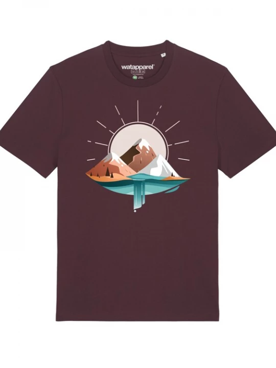 Foto van product Watapparel Shirt 'Sunrise & Lake' donkerbruin / braam / gemengde kleuren