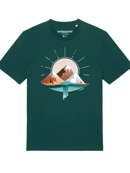 Foto van product Watapparel Shirt 'Sunrise & Lake' donkergroen / gemengde kleuren