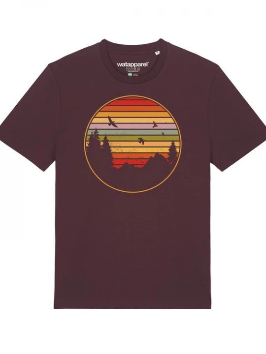 Foto van product Watapparel Shirt ' Sunset Berge & Tannen ' gemengde kleuren / donkerrood