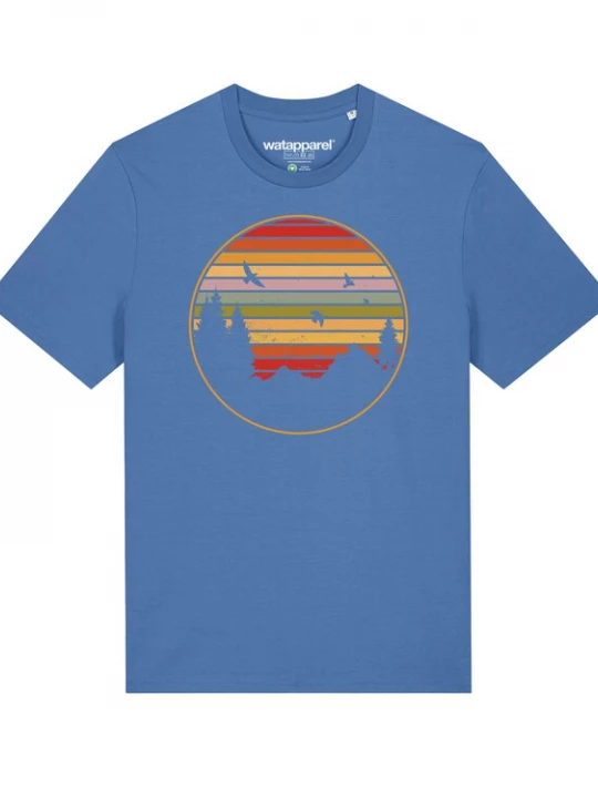 Foto van product Watapparel Shirt ' Sunset Berge & Tannen ' lichtblauw / gemengde kleuren