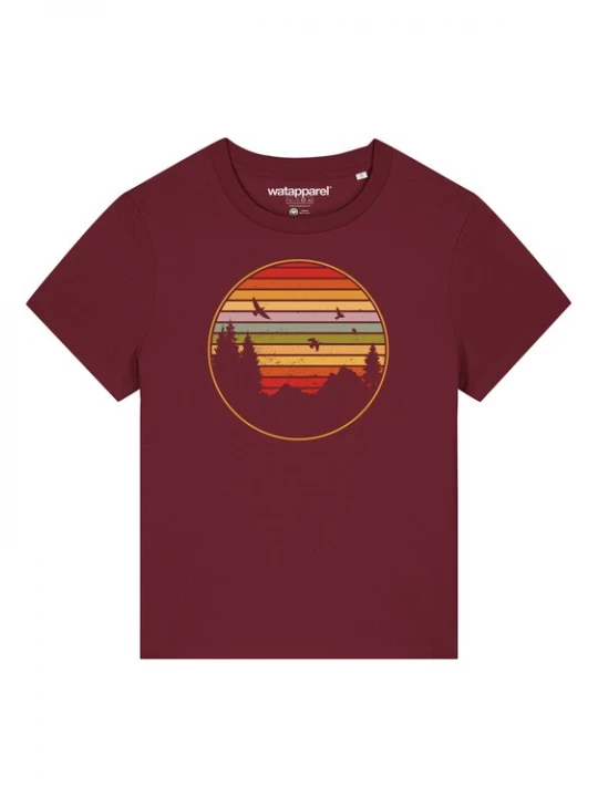 Foto van product Watapparel Shirt 'Sunset Berge & Tannen' lila / oranje / bordeaux