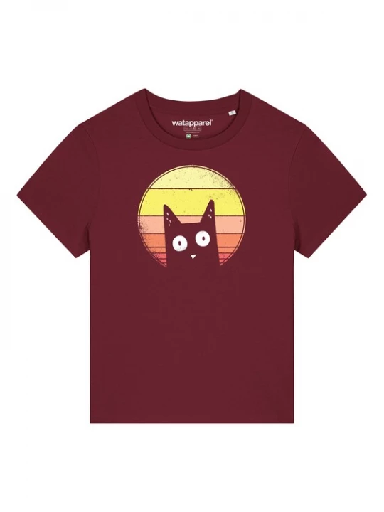 Foto van product Watapparel Shirt ' Sunset Cat ' gemengde kleuren / bordeaux