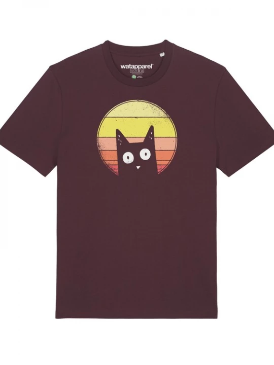 Foto van product Watapparel Shirt ' Sunset Cat ' gemengde kleuren / donkerrood