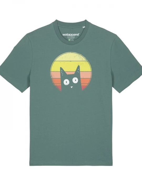 Foto van product Watapparel Shirt ' Sunset Cat ' groen / gemengde kleuren