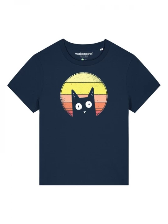 Foto van product Watapparel Shirt 'Sunset Cat' navy / gemengde kleuren
