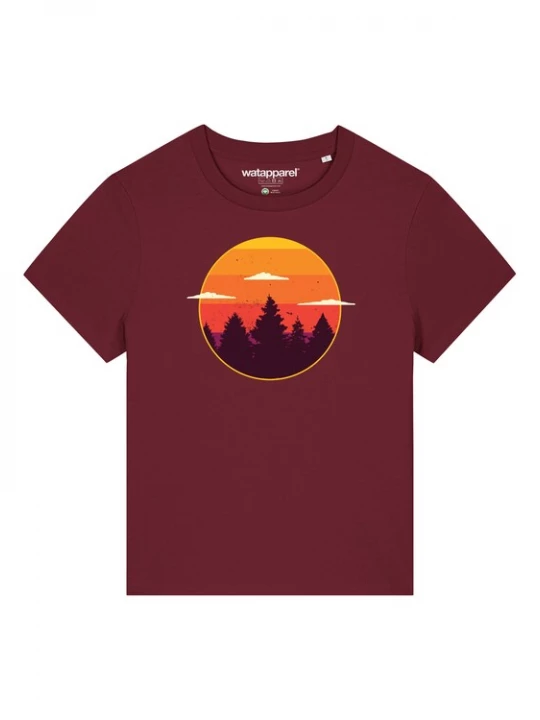 Foto van product Watapparel Shirt 'Sunset forest' crème / lila / oranje / rood / bordeaux