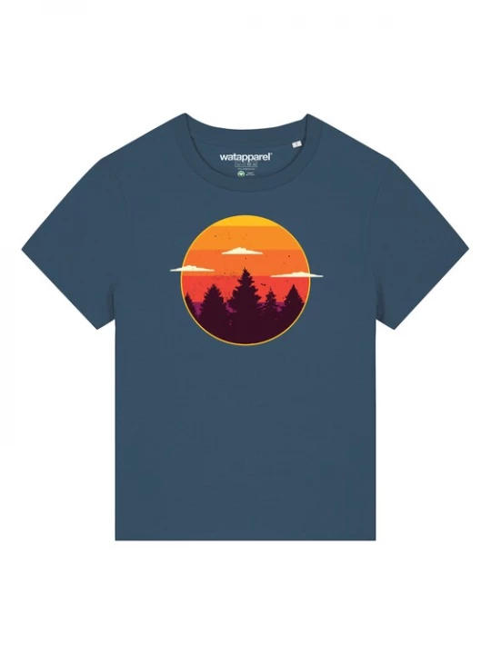 Foto van product Watapparel Shirt ' Sunset forest ' petrol / gemengde kleuren