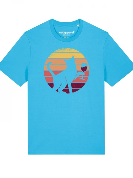 Foto van product Watapparel Shirt 'Sunset Katze & Rotwein' aqua / gemengde kleuren