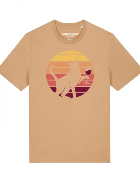 Foto van product Watapparel Shirt ' Sunset Katze & Rotwein ' beige / gemengde kleuren