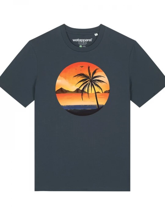 Foto van product Watapparel Shirt ' Sunset on palm beach ' antraciet / gemengde kleuren