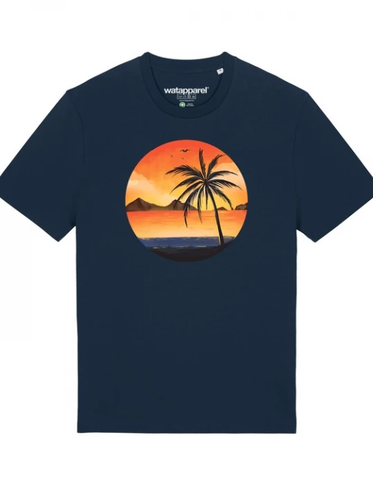 Foto van product Watapparel Shirt 'Sunset on palm beach' donkerblauw / gemengde kleuren
