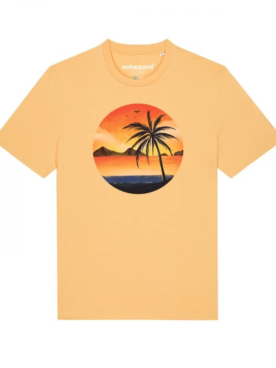 Foto van product Watapparel Shirt 'Sunset on palm beach' geel / lichtgeel